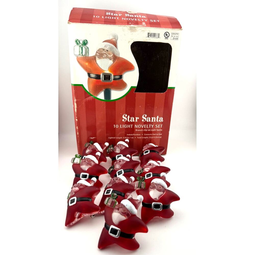 Star Santa 10 Novelty Set Branch Clip On To Christmas Lights Indoor Outdoor